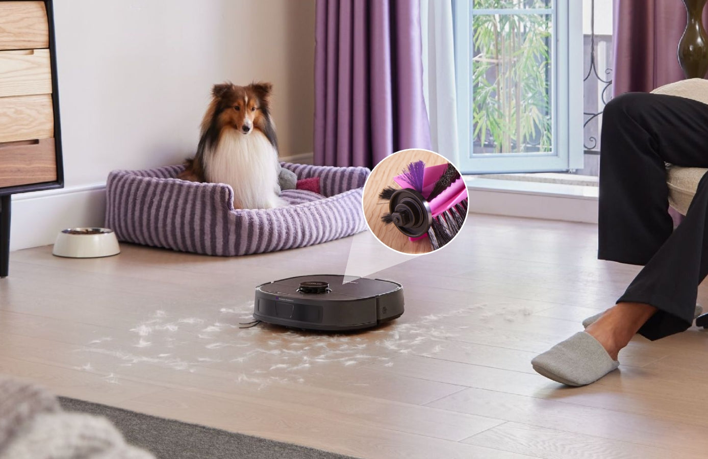 Cepillo rodillo anti-enredos